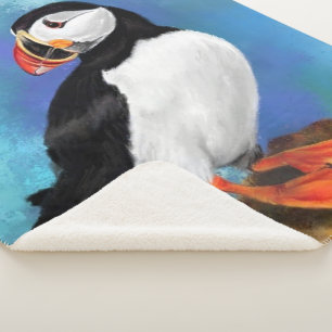 Cobertor Sherpa Pássaro Puffin do Atlântico - Pino de Palhaço -