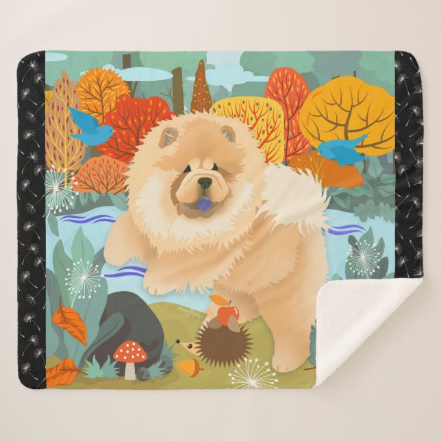 Cobertor Sherpa PÁSSAROS BRUTOS DA FELICIDADE Chow sherpa blanket (Frente (Horizontal))