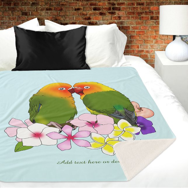 Cobertor Sherpa Pássaros do Amor Flores Tropicais (Criador carregado)
