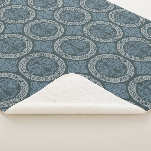 Cobertor Sherpa Pássaros medievais - Blue Sherpa Blanket (3/4)