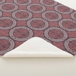 Cobertor Sherpa Pássaros Medievais - Vermelho Escuro Sherpa Blanke