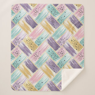 Cobertor Sherpa Pastel Brushaft e Dourado Crisscross Abstrato