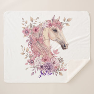 Cobertor Sherpa Pastel de Cavalos para Meninas