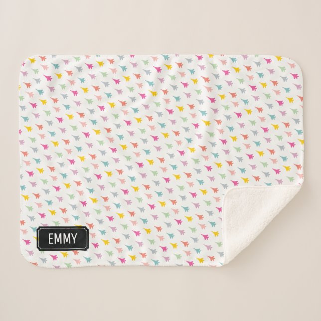 Cobertor Sherpa Pastel F-15E - Foco De Eagle Fighter Personalizado (Frente (Horizontal))