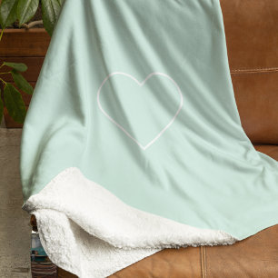 Cobertor Sherpa Pastel Mint Heart Minimalista Moderno