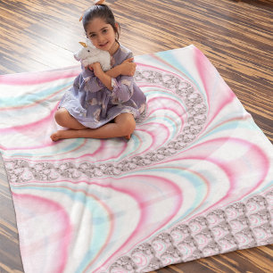 Cobertor Sherpa Pastel Rosa Azul Cana de Açúcar Espiral Fractal