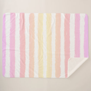 Cobertor Sherpa Pastel Watercolor Stripe Púrpura Rosa