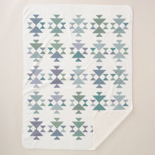 Cobertor Sherpa Pastos Azuis Mineráveis Boho Geométrico do Sudoest