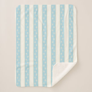 Cobertor Sherpa Pata-Cão Imprime Bandas Brancas Azuis Pálidas e An