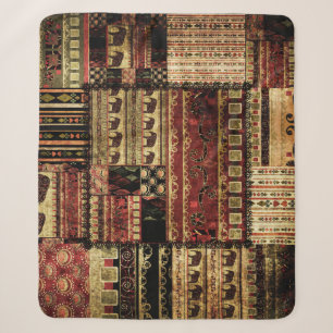 Cobertor Sherpa Patchwork Africano: Grunge Impressão Background
