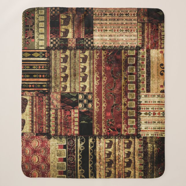 Cobertor Sherpa Patchwork Africano: Grunge Impressão Background (Frente)