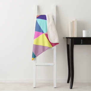 Cobertor Sherpa Patchwork colorida de triângulo geométrico com A