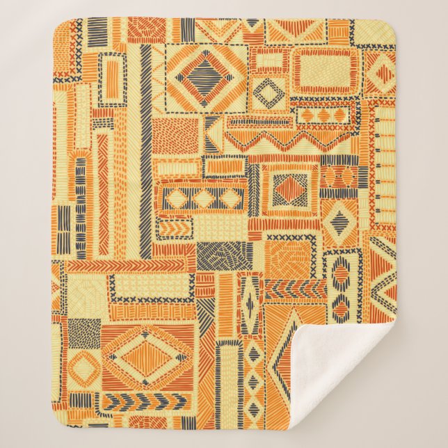 Cobertor Sherpa Patchwork da Boêmia bordada - padrão perfeito (Frente)