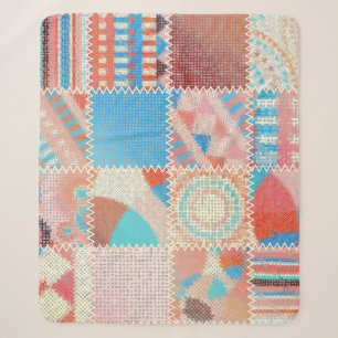 Cobertor Sherpa Patchwork de Canvas bruta: padrão de vinheta textu