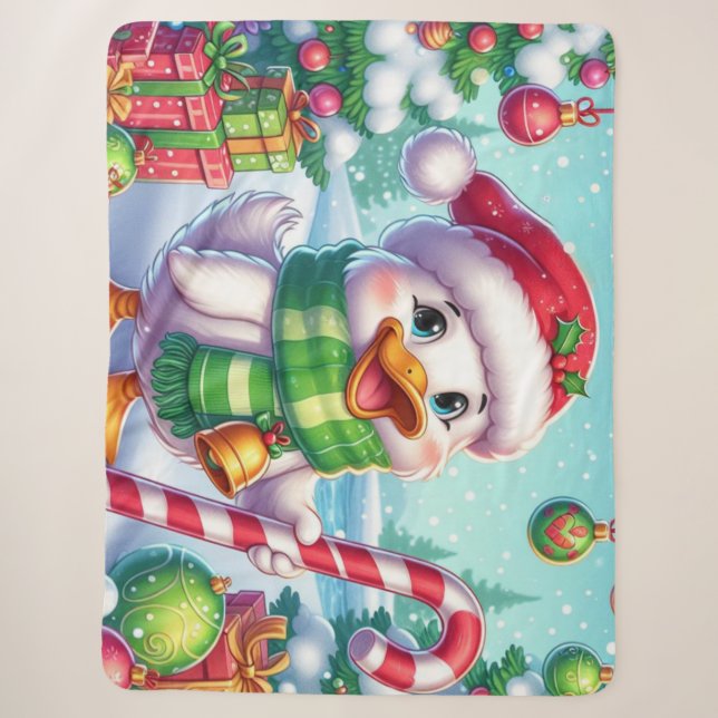 Cobertor Sherpa Pato de Natal bonito e colorido (Frente)