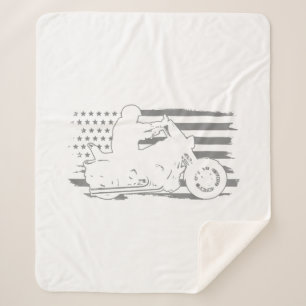 Cobertor Sherpa Patriótica Motorcycle Vintage American Flag Biker