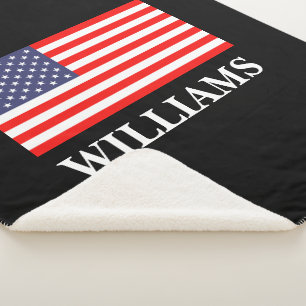 Cobertor Sherpa Patriótico Estado Americano de bandeira personaliz