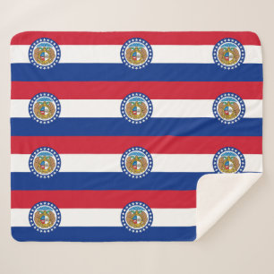 Cobertor Sherpa Patriótico Sherpa Blanket com bandeira do Missour