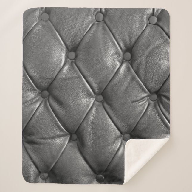 Cobertor Sherpa pattern of black genuine leather texture using as  (Frente)