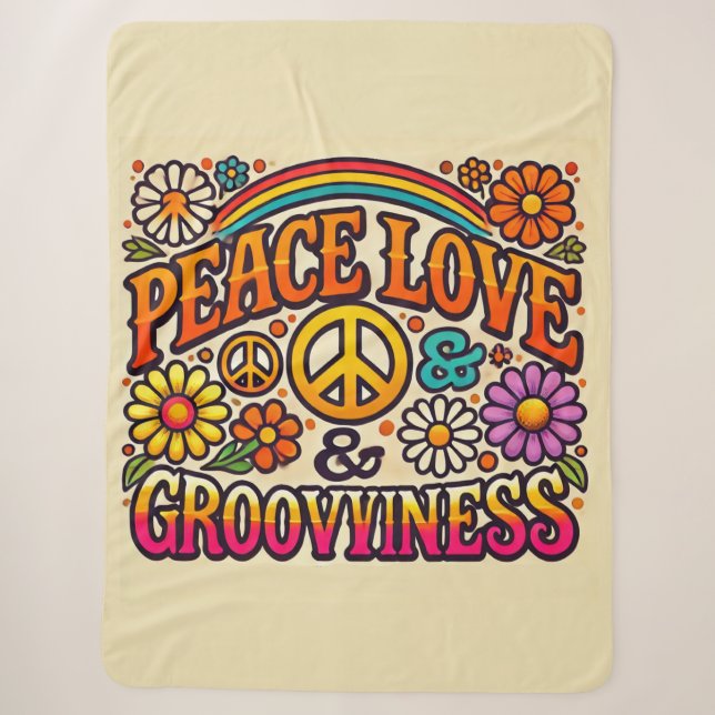Cobertor Sherpa Paz, amor e alegria Sherpa Blanket (Frente)