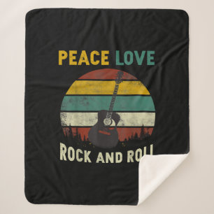Cobertor Sherpa Peace Love & Rock & Roll Guitar Player V