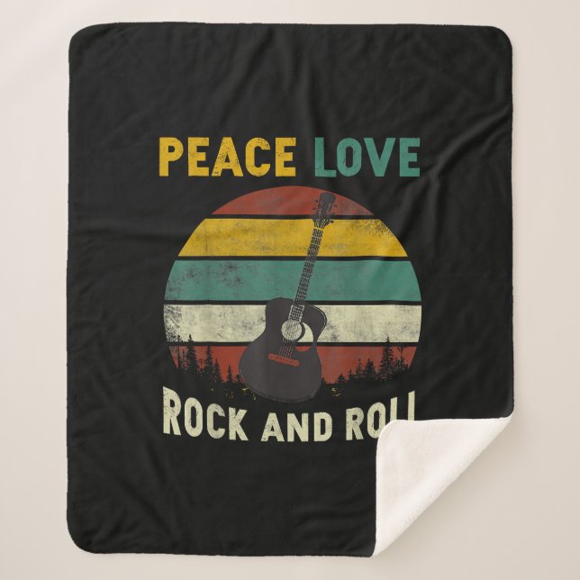 Cobertor Sherpa Peace Love & Rock & Roll Guitar Player V (Frente)