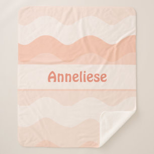 Cobertor Sherpa Peach Color gradient Wavy Personalizado em Aberto
