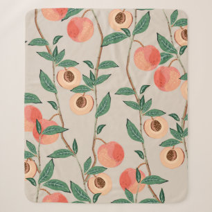 Cobertor Sherpa Peach tree branches with leaves and fruits on a li