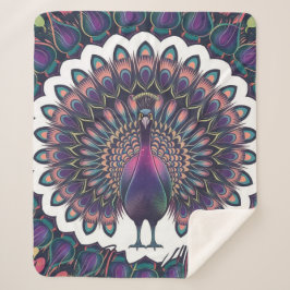 Cobertor Sherpa Peacock Cósmico Mandala Fleece Blanket