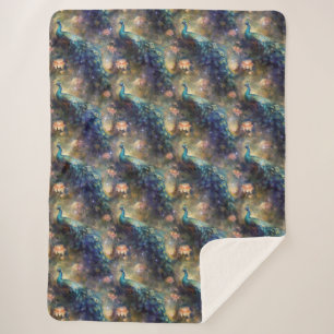Cobertor Sherpa Peacock Floral