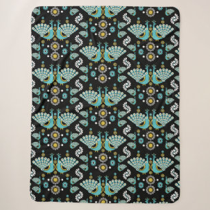 Cobertor Sherpa Peacock Peafowl Bird Art Fleece Blanket