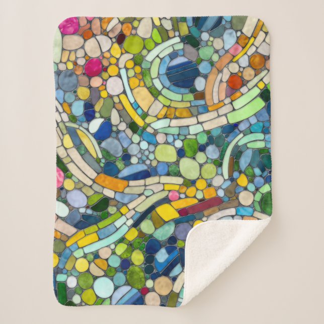 Cobertor Sherpa Pebbles - Arte Mosaica Colorida (Frente)