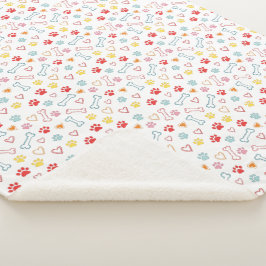 Cobertor Sherpa Peças Coloridas, Corações e Ossos