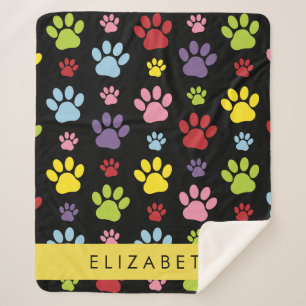 Cobertor Sherpa Peças Coloridas, Padrões De Pata, Patas De Cachorr