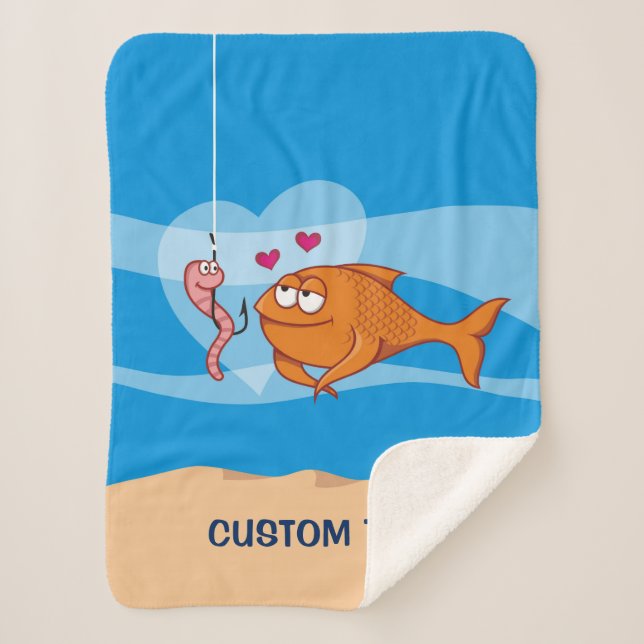 Cobertor Sherpa Peixe e isco apaixonados (Frente)