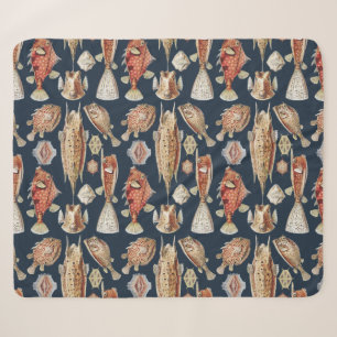Cobertor Sherpa Peixes Tropicais Ostraciontes de Haeckel Arte da N