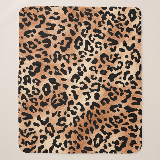 Cobertor Sherpa pele de leopardo. Design de na moda com leopardo (Frente)