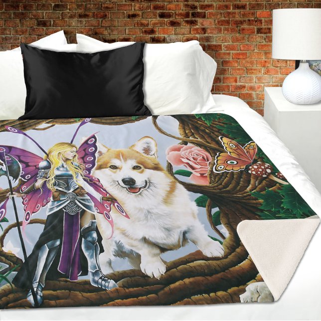 Cobertor Sherpa Pembroke Welsh Corgi Fairy Fantasy (Criador carregado)