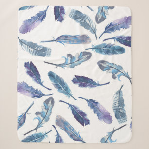 Cobertor Sherpa Penas de aquarelas: padrão de produtos láteos sem