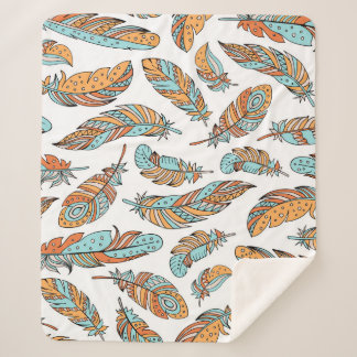 Cobertor Sherpa Penas Decorativas: Arte Vintage Desenhada À Mão