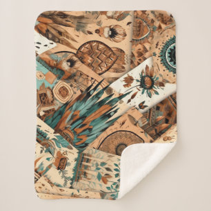 Cobertor Sherpa Penas Tribais Aztec Sudoeste