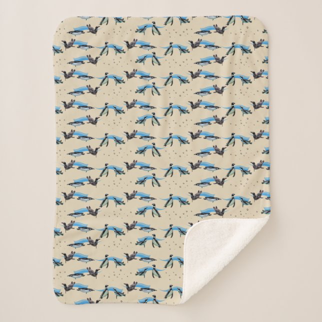 Cobertor Sherpa Penguins na Piscina (Creme) (Frente)