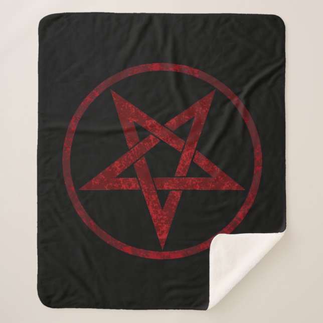 Cobertor Sherpa Pentagrama do diabo vermelho (Frente)