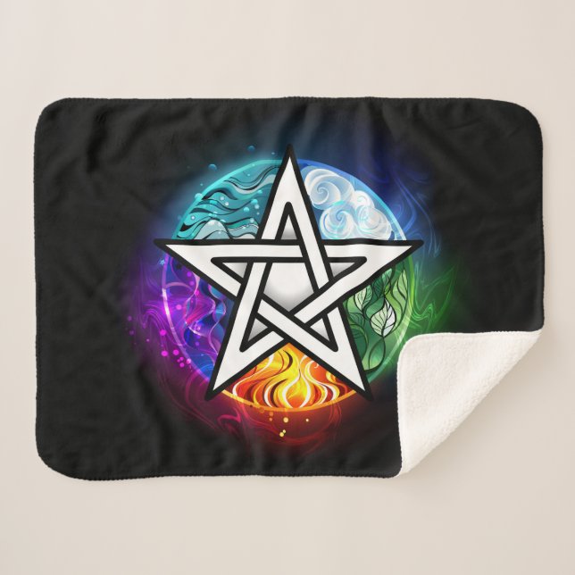 Cobertor Sherpa Pentagrama do Wiccan (Frente (Horizontal))