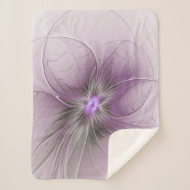 Cobertor Sherpa Pequena Beleza Moderno Cinza Mauve Arte Fractal Fl