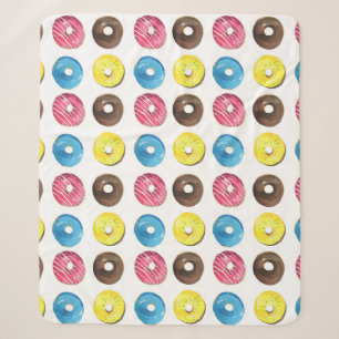 Cobertor Sherpa Pequenas rosquinhas de aquarela, padrão uniforme.