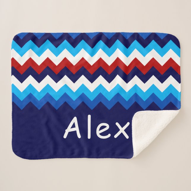 Cobertor Sherpa Pequeno Personalizado Chevron Verm (Frente (Horizontal))