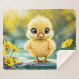 Cobertor Sherpa Pequeno pintinho amarelo sonho ouro luz natureza