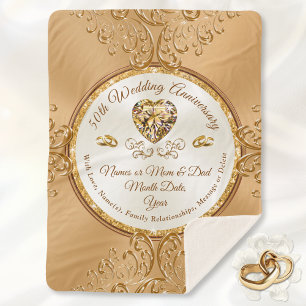 Cobertor Sherpa Personalizado, 50º Aniversário Jogar Banquete