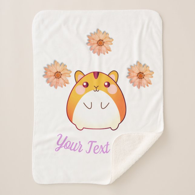 Cobertor Sherpa Personalizado de Hamster Kawaii Cute (Frente)